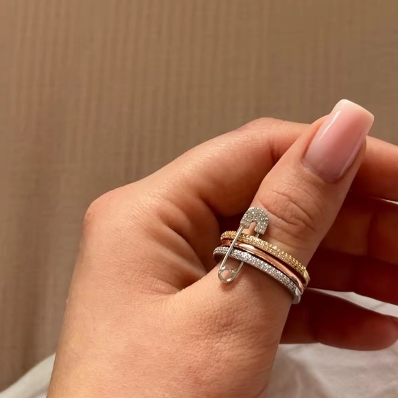 Trinity Gold Silver Rose Gold Statement Ring - Picture 14 of 16